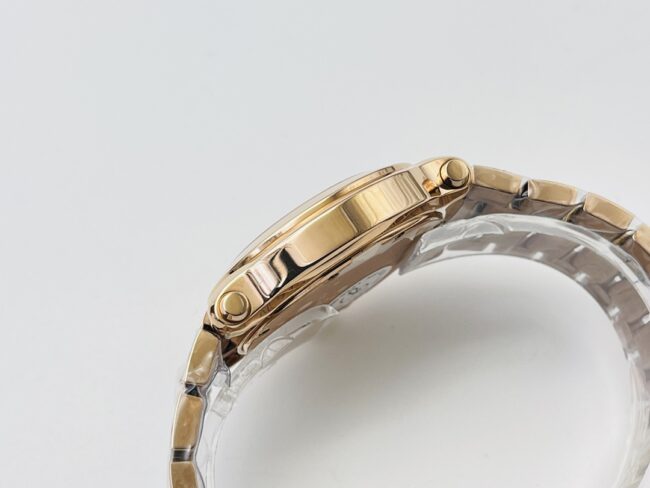 YF factory top-tier watch ChopardHAPPY DIAMONDS series 18K gold white dial ladies watch side view
