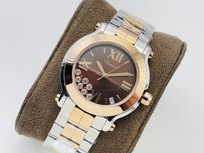 YF factory top-tier watch Chopard HAPPYDIAMONDS series indirect rose gold with diamond ladies watch front view