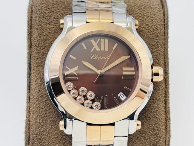 YF factory top-tier watch Chopard HAPPYDIAMONDS series indirect rose gold with diamond ladies watch front view