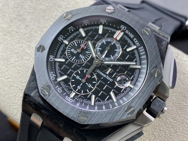 top-tier replicaAudemars PiguetRoyal Oak offshore 26400black dial men's mechanical watch front view