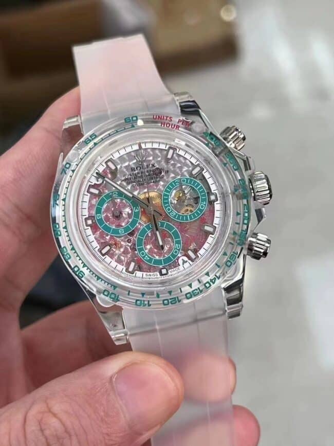 Top Rolex Daytona Customized AET 4130 Caliber Sapphire Crystal Case Men's Mechanical Watch Front View