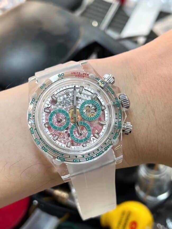 Top Rolex Daytona Customized AET 4130 Caliber Sapphire Crystal Case Men's Mechanical Watch Front View