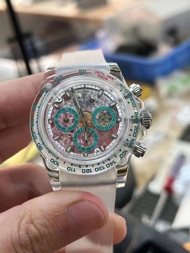 Top Rolex Daytona Customized AET 4130 Caliber Sapphire Crystal Case Men's Mechanical Watch Front View