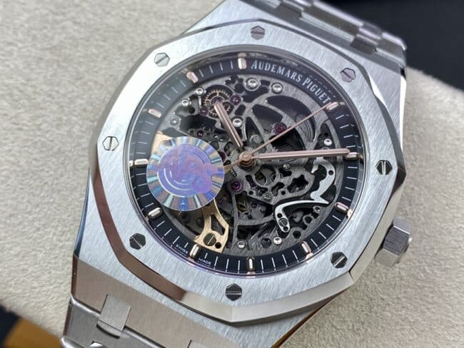 top-tier replicaAudemars Piguet Skeleton Royal Oak Offshore 15407ST.OO.1220ST.01 Men's Mechanical Watch Front View