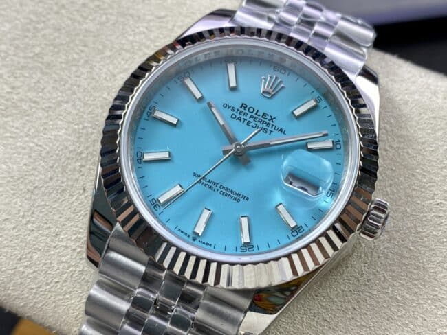 top-tier replica2022 official new product color Rolex Tiffany Blue Datejust41mm men's mechanical watch front view