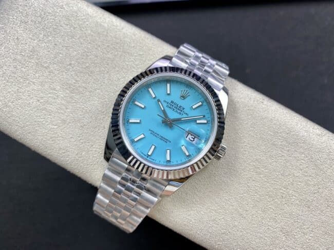 top-tier replica2022 official new product color Rolex Tiffany Blue Datejust41mm men's mechanical watch front view