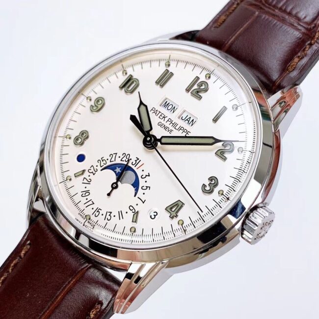 top-tier replicaPatek PhilippePP super complex function 5320G series white steel white dial men's mechanical watch front view