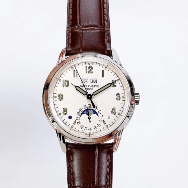top-tier replicaPatek PhilippePP super complex function 5320G series white steel white dial men's mechanical watch front view