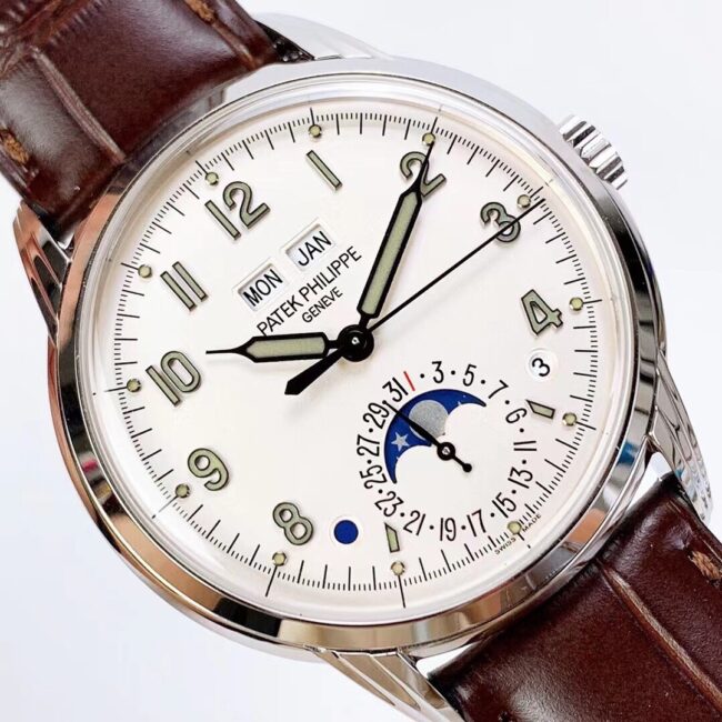 top-tier replicaPatek PhilippePP super complex function 5320G series white steel white dial men's mechanical watch front view