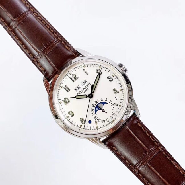 top-tier replicaPatek PhilippePP super complex function 5320G series white steel white dial men's mechanical watch front view