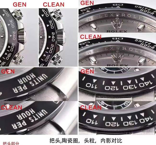 C Factory Gray Daytona Real vs. Fake Comparison Review Rolex Top Watch Detail Pictures