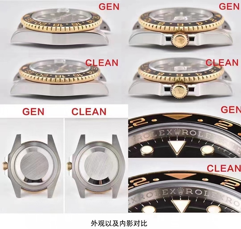 C Factory Greenwich GMT Authentic vs. Comparison Review: Top Rolex Watch Inner Bezel Comparison Chart