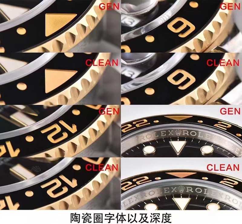 C factory Greenwich GMT genuine vs. fake comparison review top Rolex watch detail photos