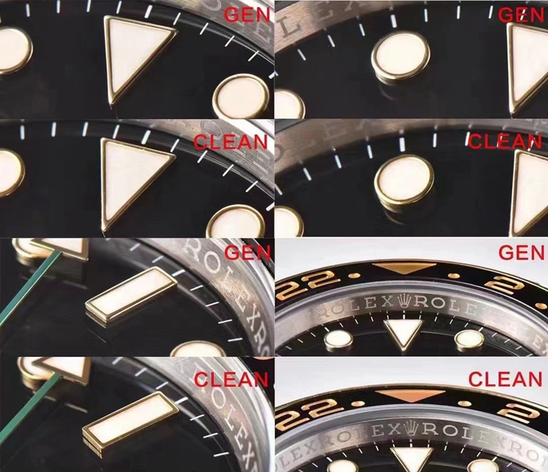 C factory Greenwich GMT genuine vs. fake comparison review top Rolex watch detail photos