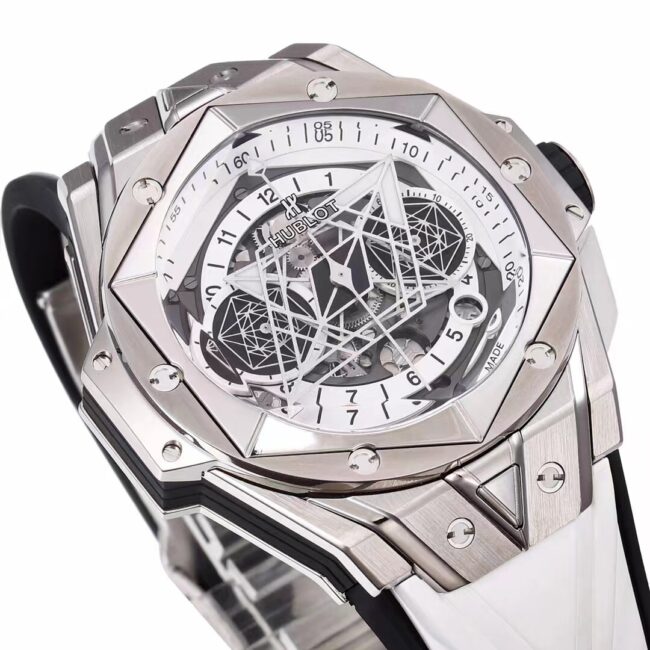 top-tiersuper cloneBBFHublot watch brand new Hublot most popular white steel model front view