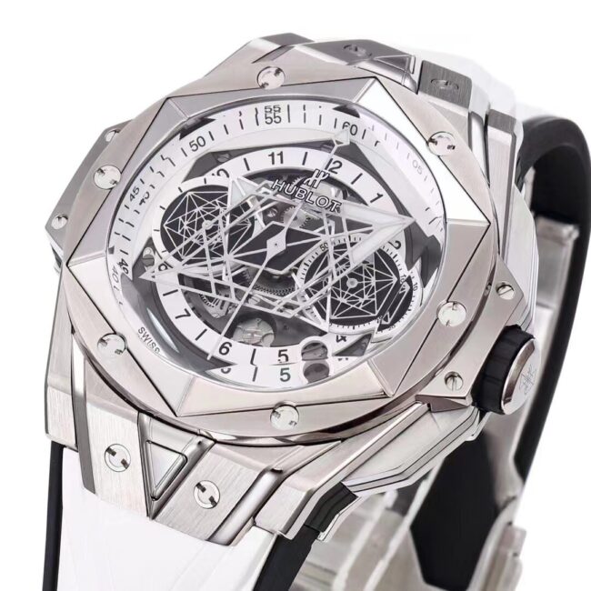 top-tiersuper cloneBBFHublot watch brand new Hublot most popular white steel model front view