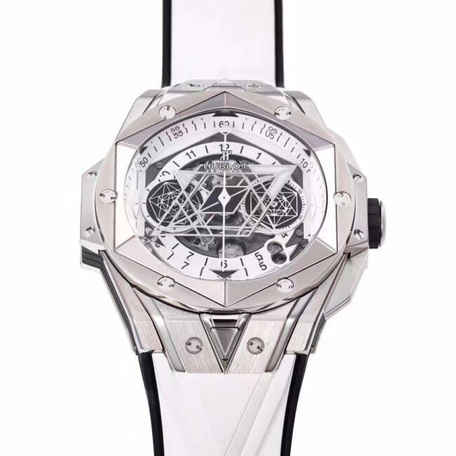 top-tiersuper cloneBBFHublot watch brand new Hublot most popular white steel model front view