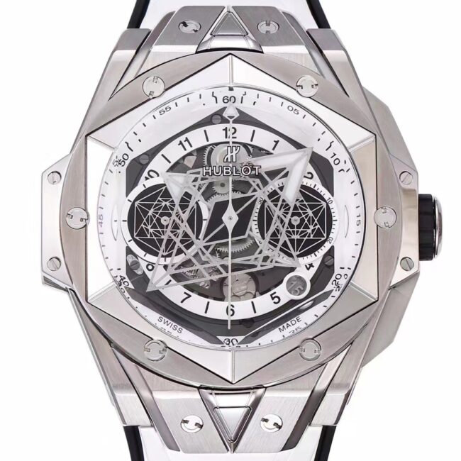 top-tiersuper cloneBBFHublot watch brand new Hublot most popular white steel model front view