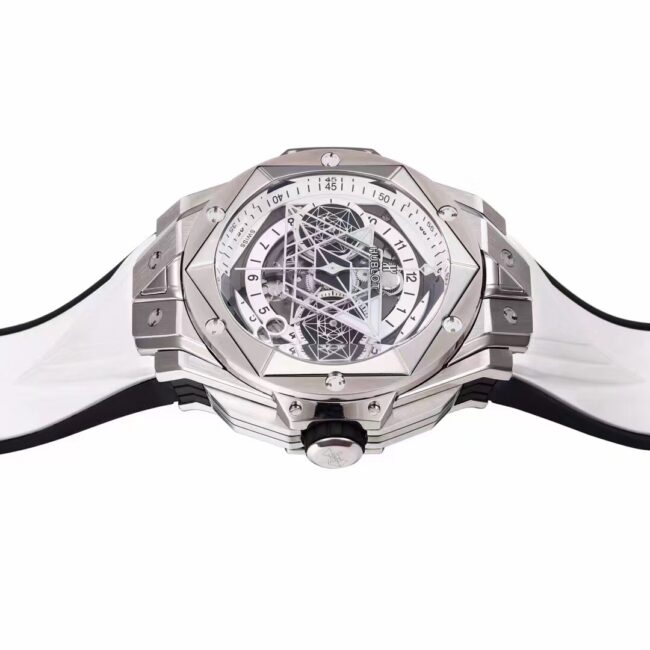 top-tiersuper cloneBBFHublot watch brand new Hublot most popular white steel model front view
