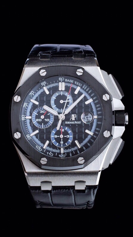 Dachang high-quality replicaAPFblack dialAudemars PiguetRoyal Oak offshore 26400 capped front view