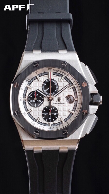 top-tier replicaAPFAudemars PiguetRoyal Oak offshore white dial26400 watch breaks OEM blockade technology front view