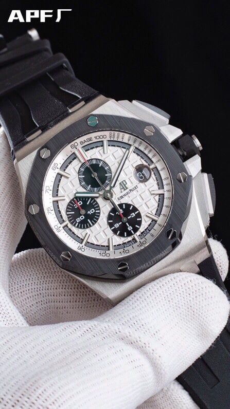 top-tier replicaAPFAudemars PiguetRoyal Oak offshore white dial26400 watch breaks OEM blockade technology front view