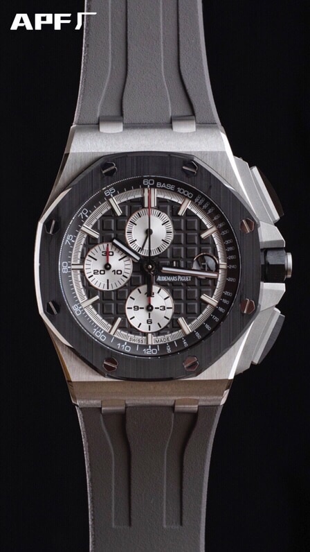 top-tier replicaAPF gray plate Audemars PiguetRoyal Oak offshore 26400 breaks OEM blockade technical watch front view