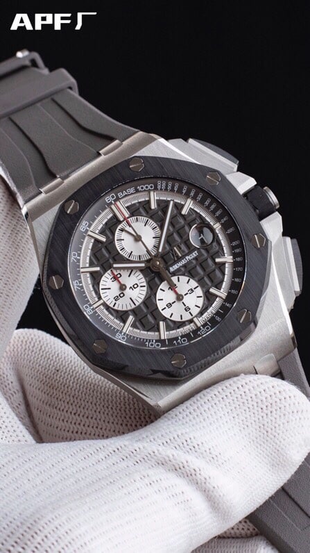 top-tier replicaAPF gray plate Audemars PiguetRoyal Oak offshore 26400 breaks OEM blockade technical watch front view