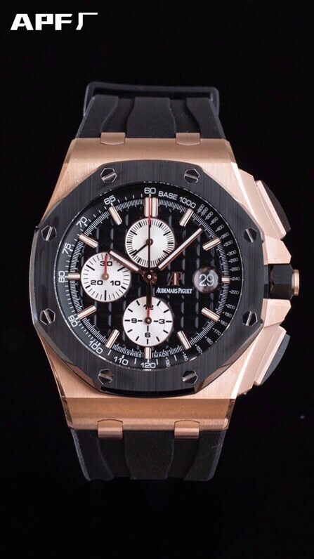 Big factory high-quality replicaAPFblack dialAudemars PiguetRoyal Oak offshore 26400 watch front view