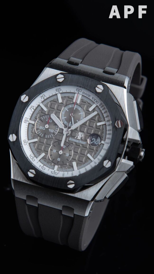 top-tiersuper cloneAPFAudemars PiguetRoyal Oak offshore 26400 watch gray plate front view