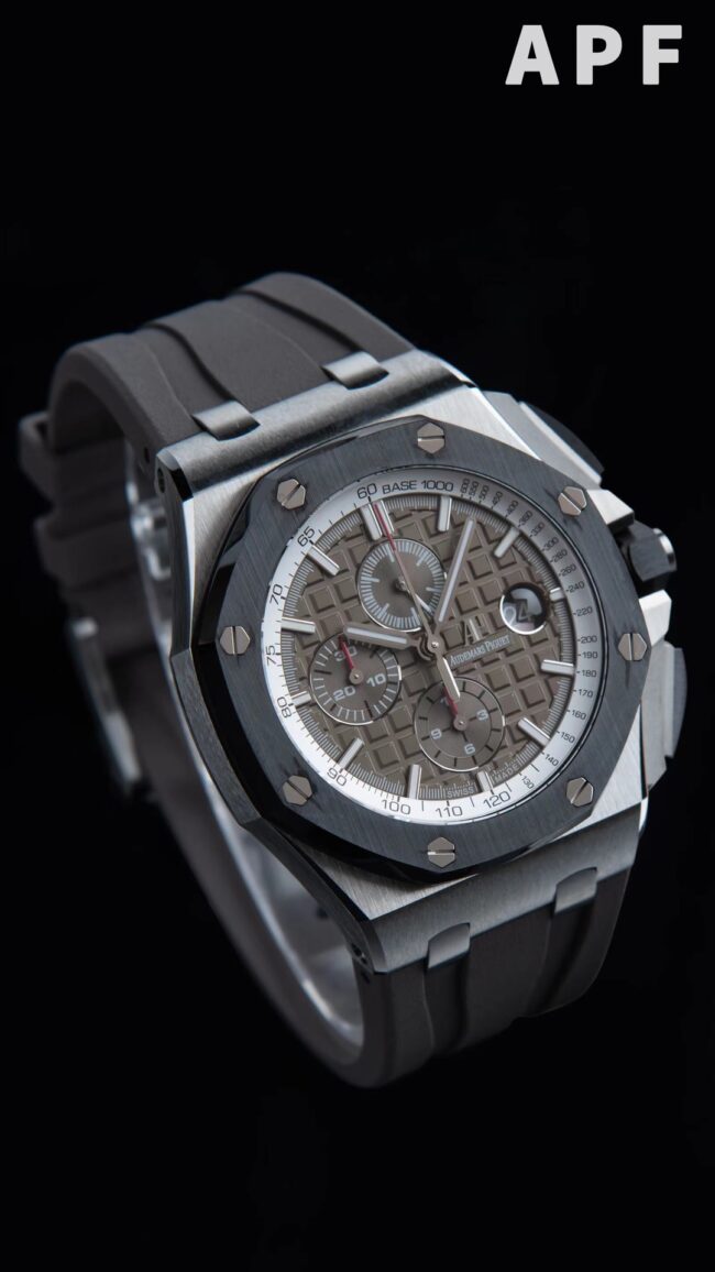 top-tiersuper cloneAPFAudemars PiguetRoyal Oak offshore 26400 watch gray plate front view