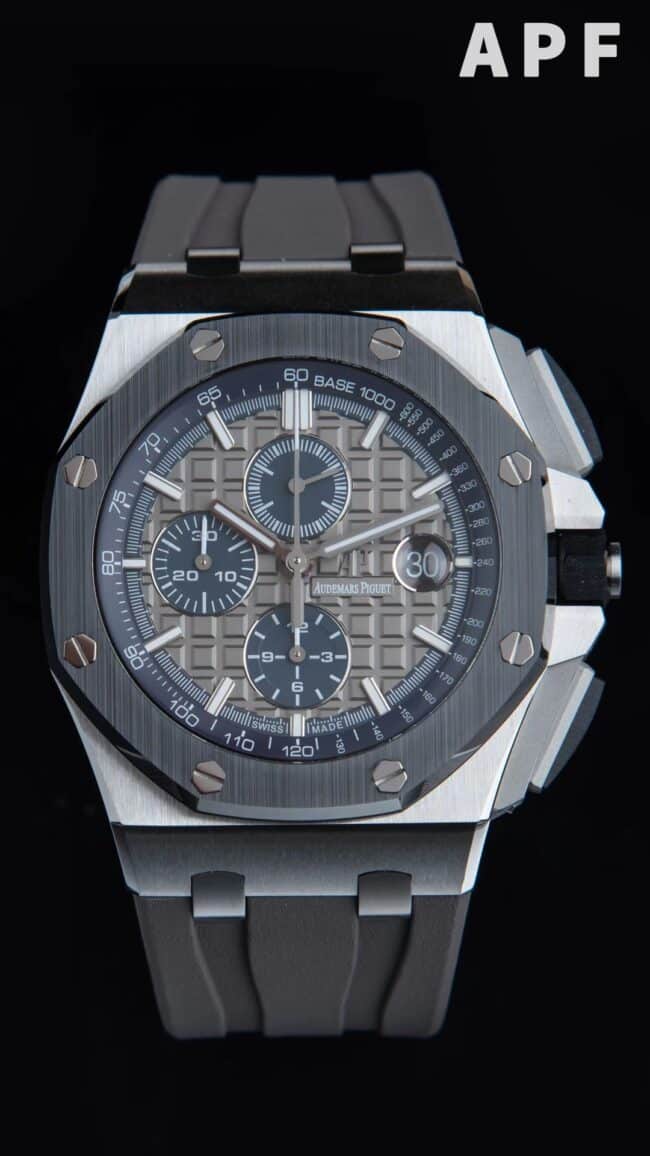 top-tier replicaAPFAudemars PiguetRoyal Oak offshore gray plate 26400 watch breaks OEM blockade technology front view