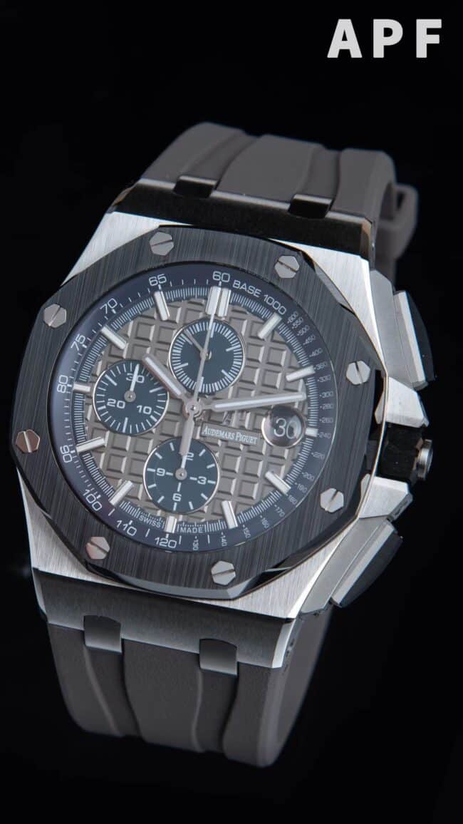top-tier replicaAPFAudemars PiguetRoyal Oak offshore gray plate 26400 watch breaks OEM blockade technology front view