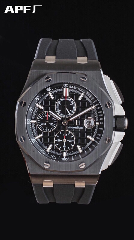 top-tiersuper cloneAPFAudemars PiguetRoyal Oak Offshore 26400black dialceramicchronograph top-tier watch front view