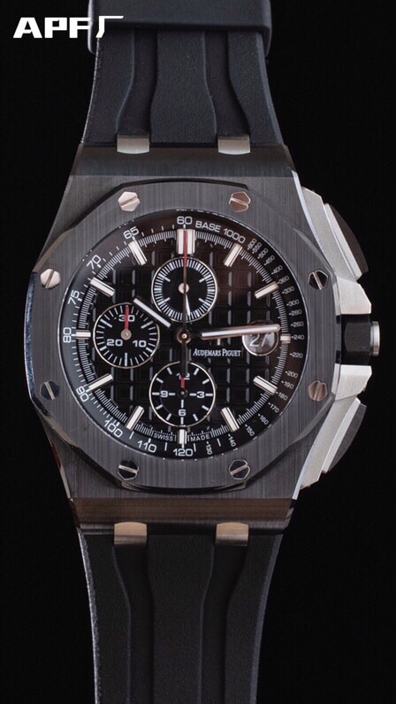top-tiersuper cloneAPFAudemars PiguetRoyal Oak Offshore 26400black dialceramicchronograph top-tier watch front view