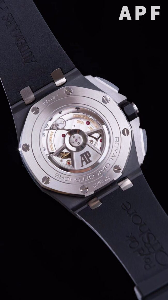 top-tiersuper cloneAPFblack dialAudemars PiguetRoyal Oak offshore 26400ceramicchronograph watch movement picture