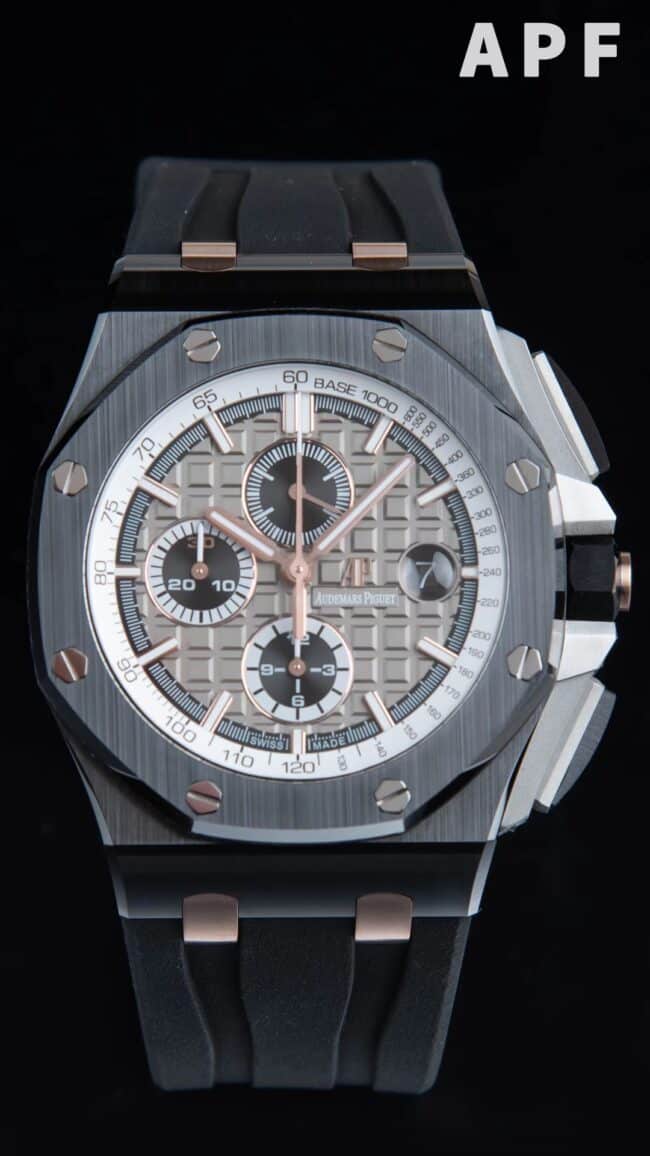 The high-quality APFblack dial Audemars PiguetRoyal Oak gray dial offshore 26400 watch from a major manufacturer is the ultimate watch to eliminate false front views at a glance.