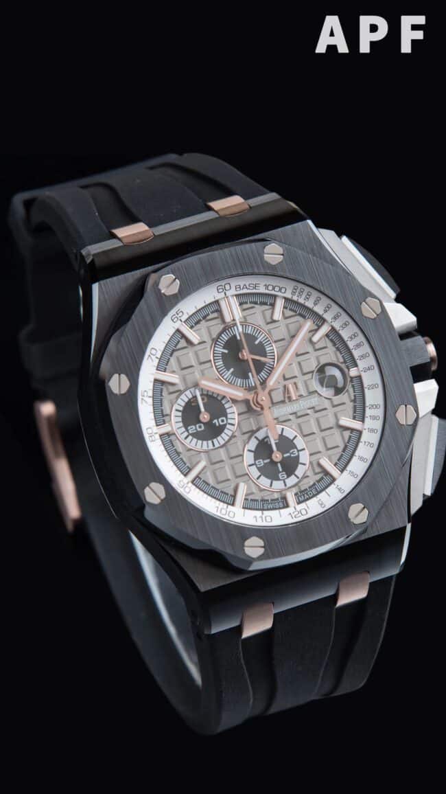 The high-quality APFblack dial Audemars PiguetRoyal Oak gray dial offshore 26400 watch from a major manufacturer is the ultimate watch to eliminate false front views at a glance.