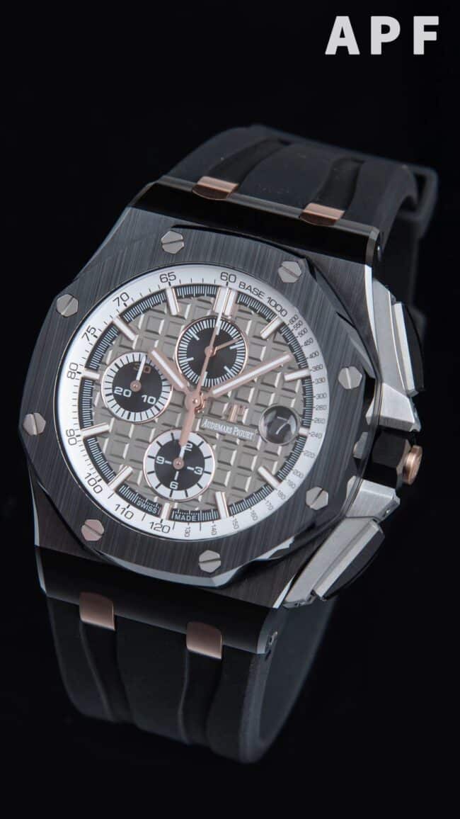 The high-quality APFblack dial Audemars PiguetRoyal Oak gray dial offshore 26400 watch from a major manufacturer is the ultimate watch to eliminate false front views at a glance.