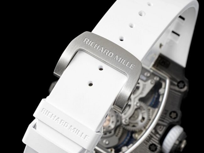Factory fine imitation Richard Mille black steel RM 21-01 aerodynamic tourbillon watch light wear-resistant carbon fiber and 5N red gold material buckle figure