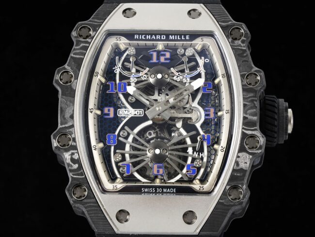 top-tier Richard Mille Skeleton RM 21-01 Aerodynamic Tourbillon Watch - the watch lives up to its name, front view