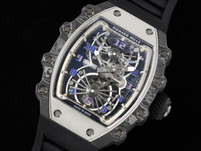 top-tier Richard Mille Skeleton RM 21-01 Aerodynamic Tourbillon Watch - the watch lives up to its name, front view