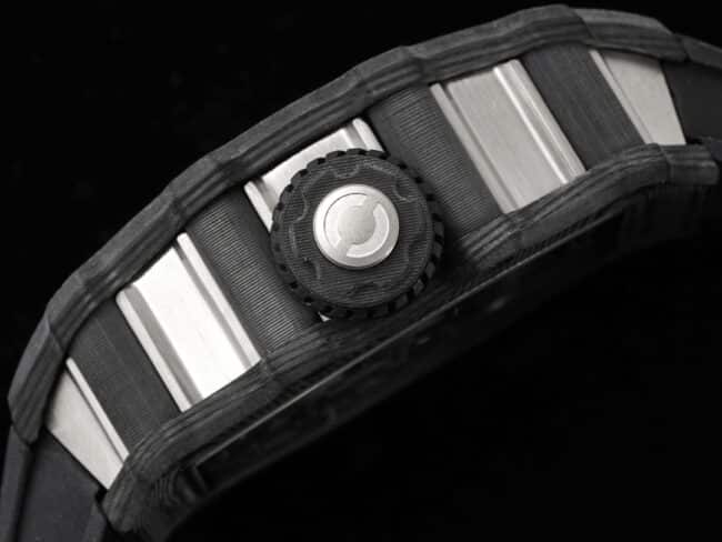 top-tier Richard Mille Skeleton RM 21-01 Aerodynamic Tourbillon Watch – the watch lives up to its name, side view