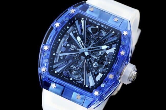 top-tier Richard Mille generation legendary RM12-01 tourbillons apphire crystal transparent version of extraordinary sports quality front view