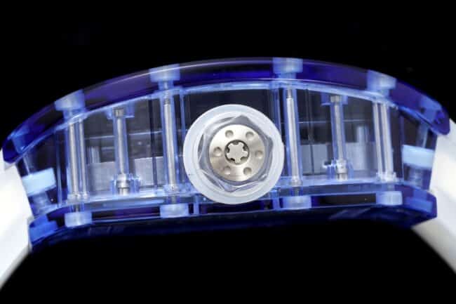 top-tier Richard Mille legendary RM12-01 tourbillons apphire crystal transparent version of the extraordinary sports quality side view