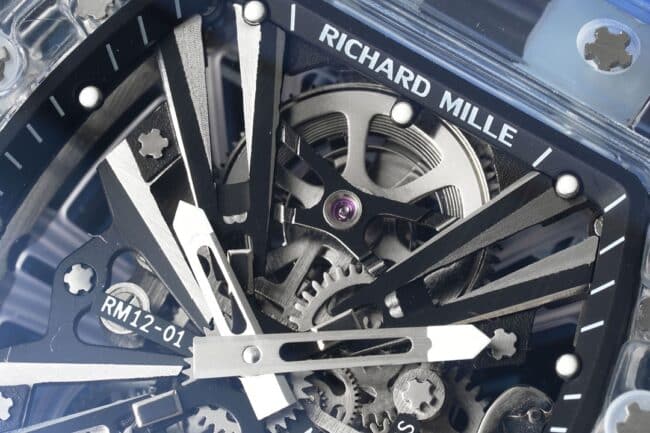 top-tiersuper cloneRichard Mille reproduces the legendary extraordinary sports qualityRM12-01tourbillonsapphire crystal transparent version detail shots
