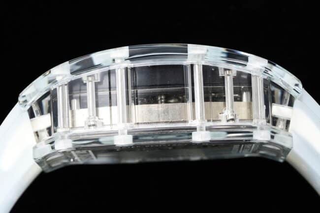 High-quality Richard Mille white steel reproduces the extraordinary sports quality generation legend RM12-01 tourbillons apphire crystal transparent version side view