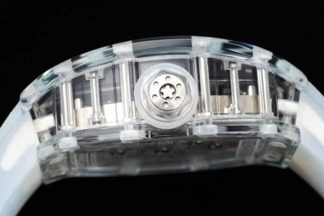 High-quality Richard Mille white steel reproduces the extraordinary sports quality generation legend RM12-01 tourbillons apphire crystal transparent version side view