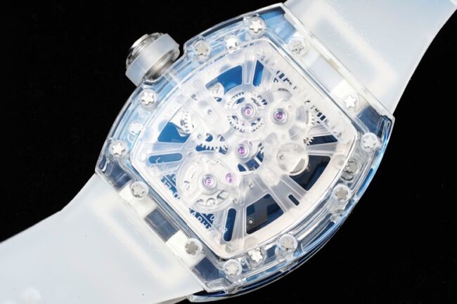 High-quality Richard Mille white steel reproduces the legendary generation of extraordinary sports quality RM12-01 tourbillons apphire crystal transparent version movement picture