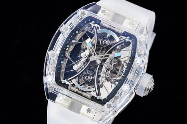 collectible Richard Mille white dial shocker is here! RM 053-02 Polo Tourbillon latest masterpiece, the most explosive tourbillon watch, front view.